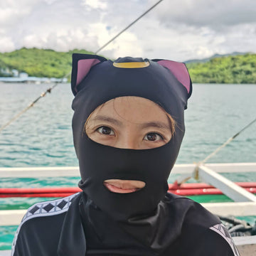 Women's UV Protection Face Mask Cartoon Cat Ears Breathable Full Face Cover Neck Cover for Scuba Diving Snorkeling Surfing Beach
